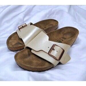 Birkenstock Madrid Womens Size 7 38 Sandal Pearl Buckle Slides Birkis
